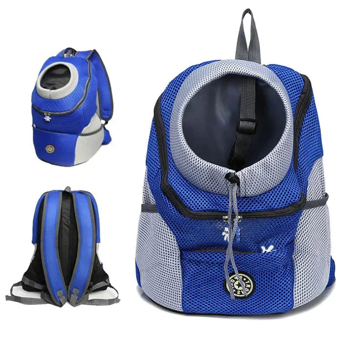 Belro Fur Sport Backpack in blue with soft faux fur exterior, featuring adjustable straps and multiple compartments for travel and daily use.