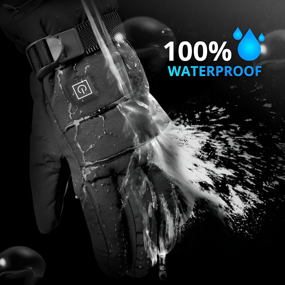 Belro heated gloves in black, with insulated design and adjustable heating controls, perfect for cold weather outdoor activities.