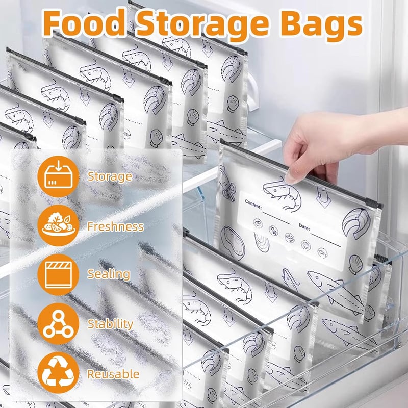 Reusable aluminum foil food storage bag by Mivoza, 200×, airtight, eco-friendly kitchen bag for storing and preserving food.