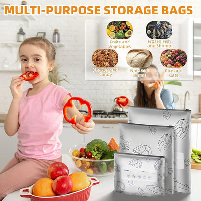 Mivoza aluminum foil food storage reusable bags in 200× size, airtight, eco-friendly kitchen storage with sealed closure.