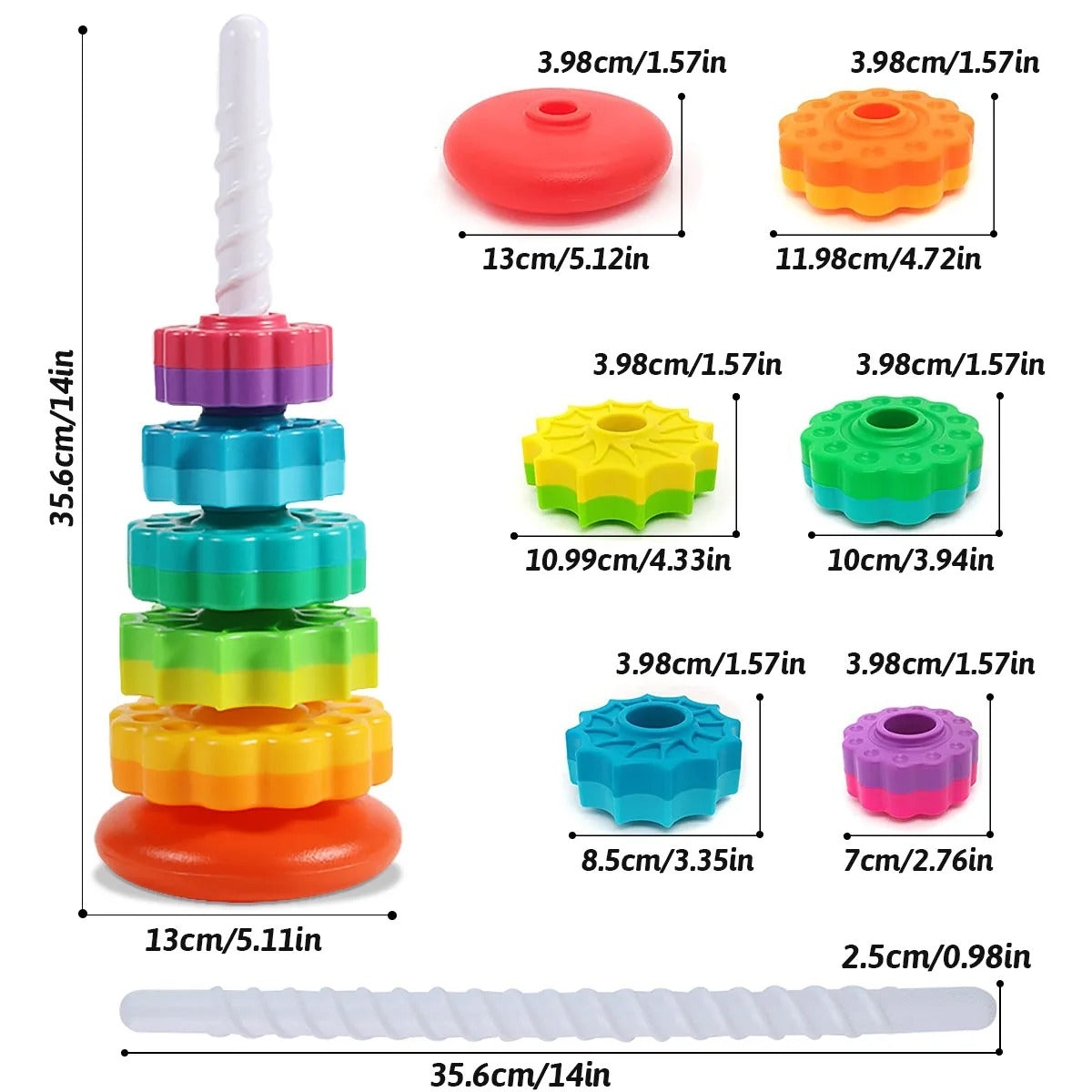 Belro men's stacking toys clothing, colorful fabric stacking toy set with multiple rings on a white background.