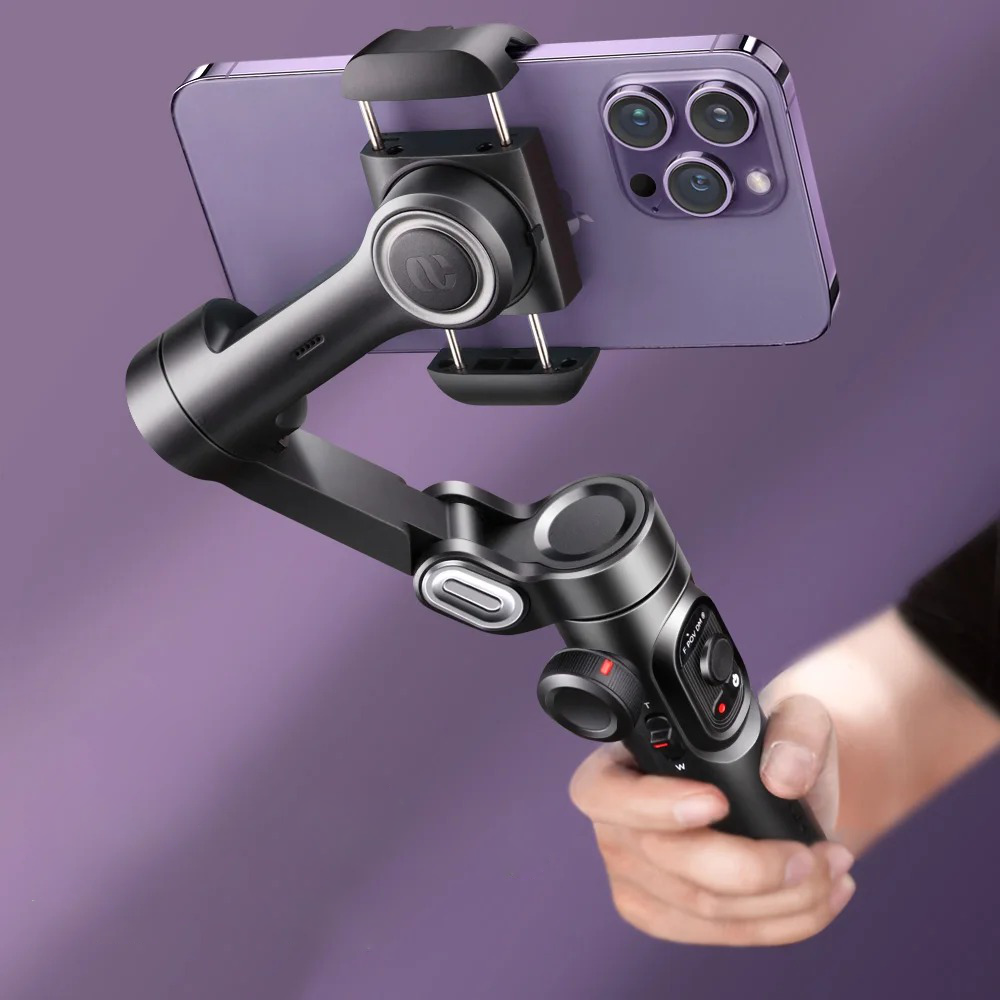 Belro smartphone gimbal stabilizer for smooth video recording, featuring adjustable arms and ergonomic design.