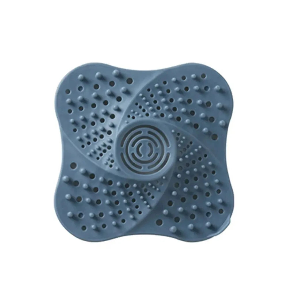 Blue Belro anti-blocking spiral shower drain hair catcher with durable plastic design for kitchen or bathroom use.