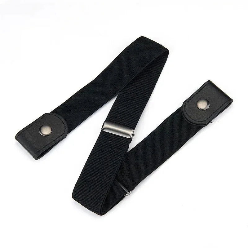 Black adjustable elastic invisible belt by Belro, no buckle, sleek and seamless for comfortable underwear and lingerie wear.