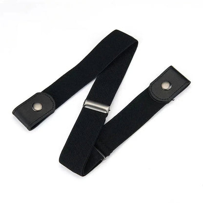 Black adjustable elastic invisible belt by Belro, no buckle, sleek and seamless for comfortable underwear and lingerie wear.