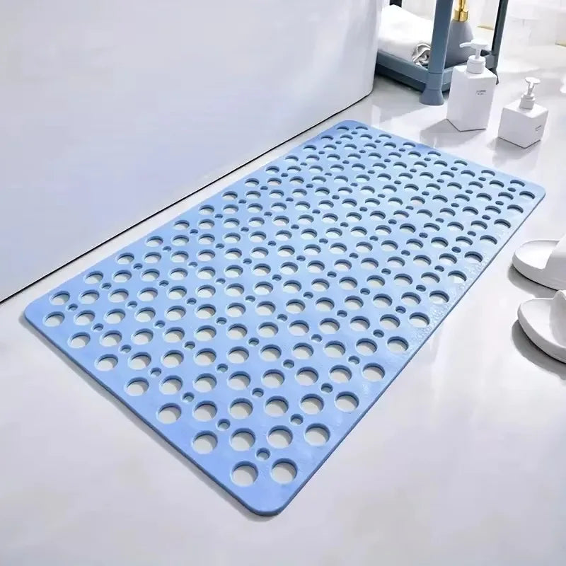 Blue Belro non-slip bath mat designed for shower safety, made of soft, durable material for secure footing.