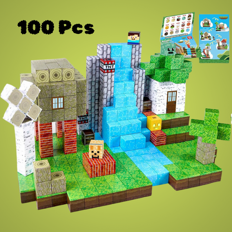 Belro magnetic building blocks 100-piece STEM toy set with colorful magnetic pieces for creative construction and learning.
