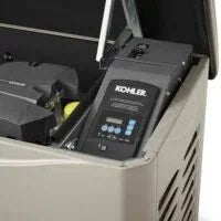 Kohler 20RCAL-200SELS 20kW aluminum standby generator system with 200A service disc and load shedding feature.