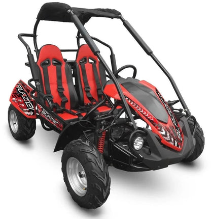 Casavibeo TrailMaster Blazer 200R mid go-kart with black frame and red accents, ready for outdoor off-road adventures.