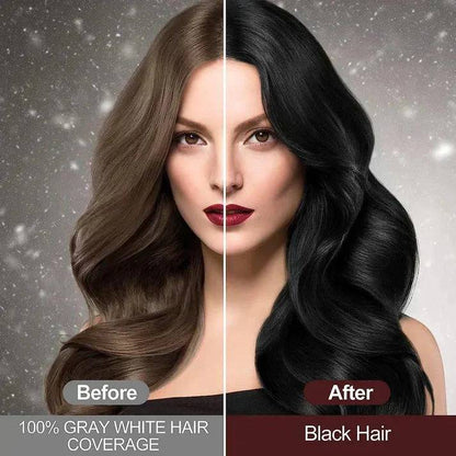 Belro black hair shampoo dye bottle featuring 3-in-1 hair color, Ayurvedic formula for natural, side-effect-free hair coloring.