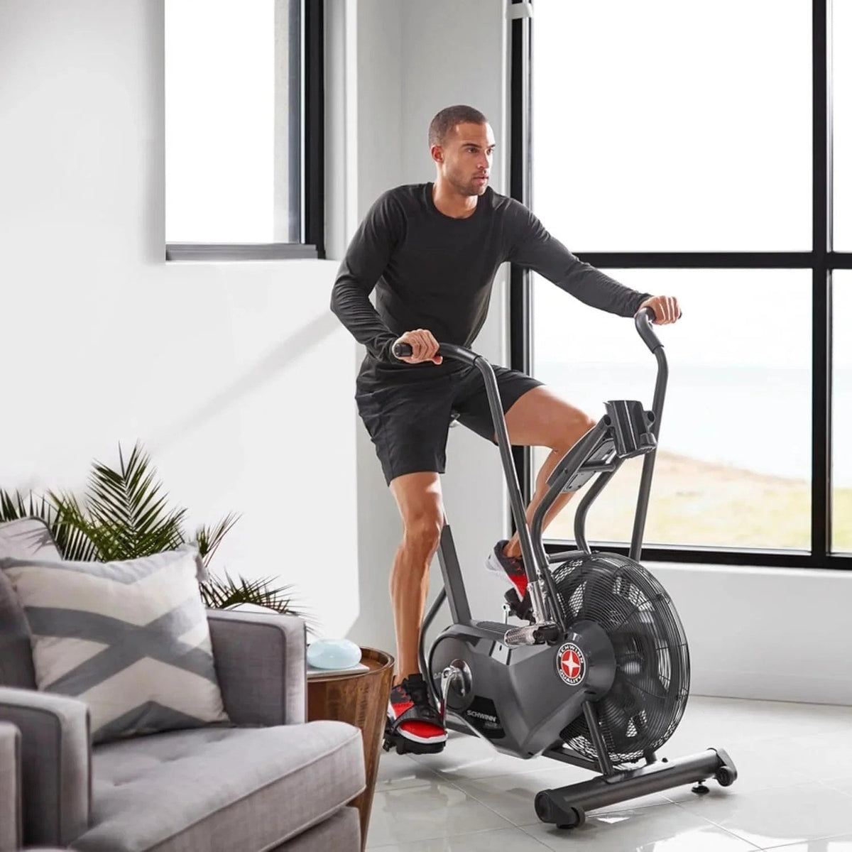 Casavibeo Schwinn Airdyne AD6 exercise bike with digital display, adjustable seat, and handlebars for full-body cardio workouts.