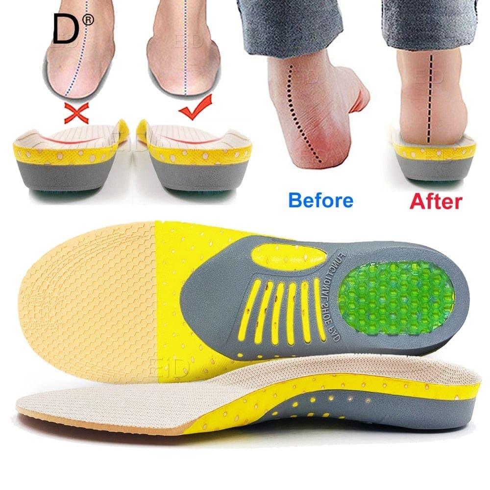 Pair of Belro orthotic gel insoles for flat feet and plantar fasciitis, with arch support and shock absorption for shoes.