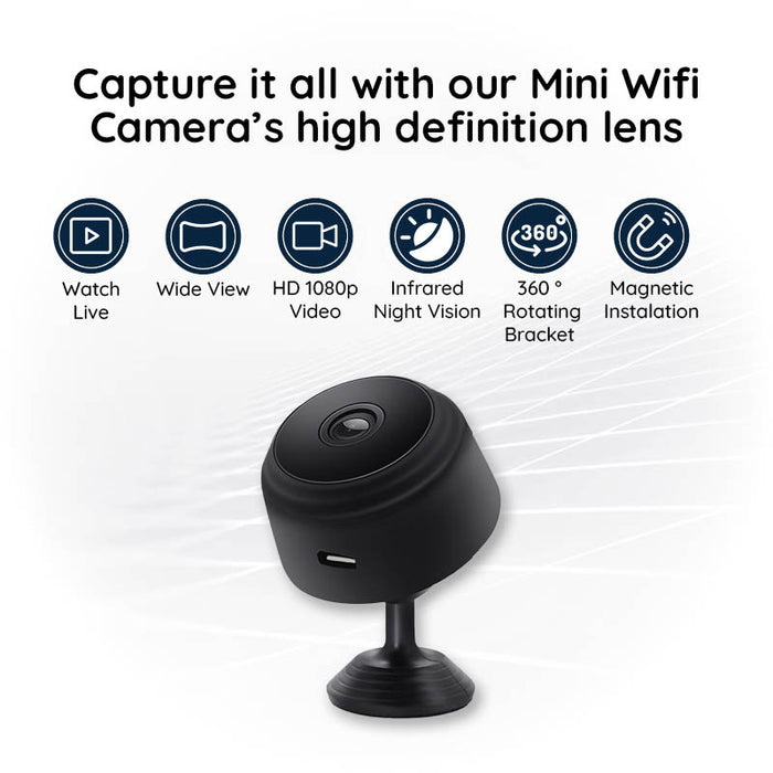 Belro Mini WiFi Camera with HD 1080P resolution and night vision, compact electronics camcorder for home security.