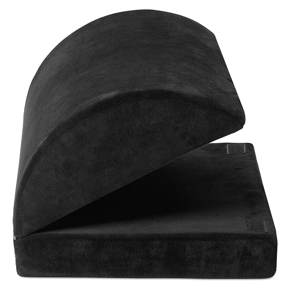 Belro curved ergonomic under desk foot rest for home office, providing comfortable support for feet and legs during work.