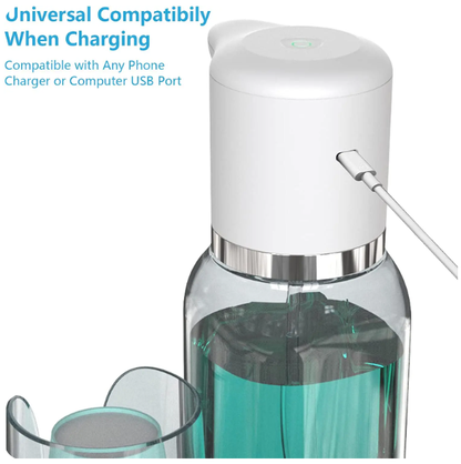 Belro automatic mouthwash dispenser with a cup, designed for oral care and health, dispensing mouthwash automatically.