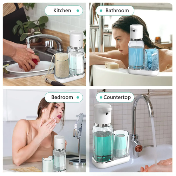 Automatic mouthwash dispenser by Belro with a cup for easy oral care, designed for convenient health and beauty use.