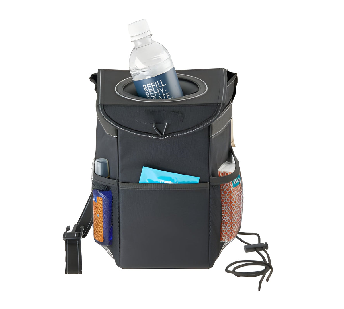 Belro car trash can for automotive interior organization, compact and easy to install inside a vehicle.