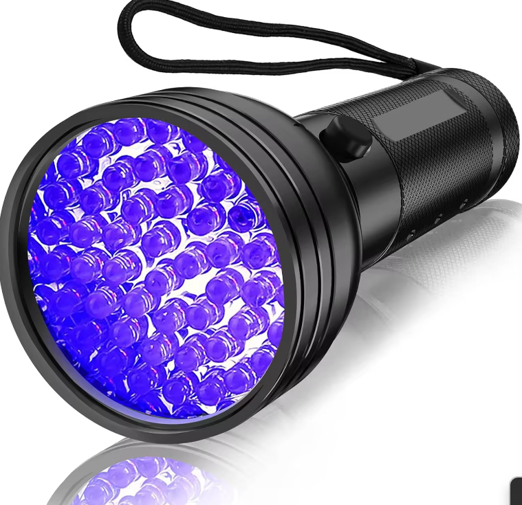 Belro UV flashlight black light with 51 LED UV torch for detecting pet urine and stains on clothing and fabrics.