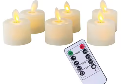 Set of 6 Belro flameless candles with remote control, realistic design, ideal for home decor and holiday ambiance.
