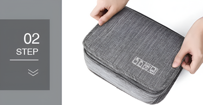 Men's hanging toiletry bag by Belro, made of durable Oxford fabric, with multiple compartments for travel essentials.