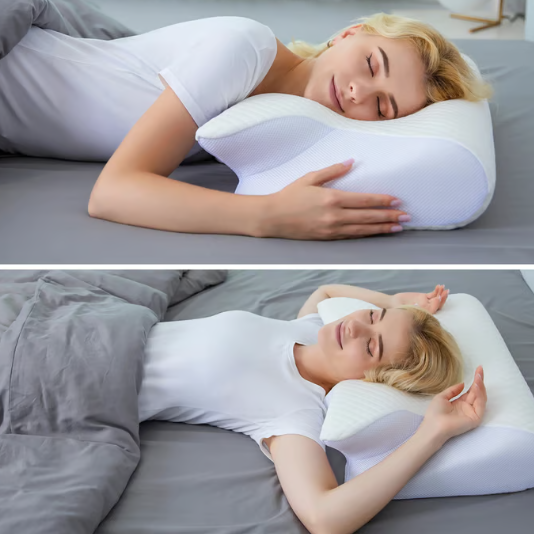 Belro cervical pillow for neck pain relief, ergonomic design, soft fabric, and supportive shape for optimal neck comfort.