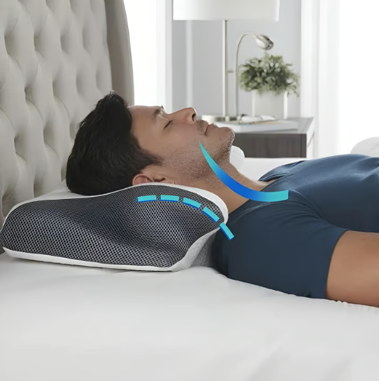 Belro cervical pillow designed for neck pain relief, featuring ergonomic shape for supportive sleep comfort.
