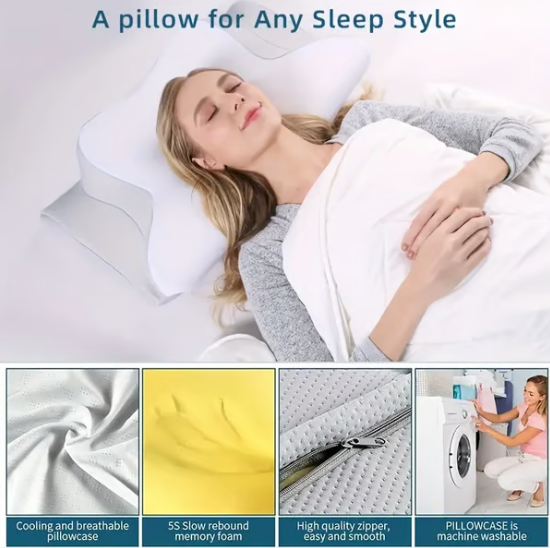 Belro cervical pillow designed to relieve neck pain, ergonomic support accessory for comfortable sleep and neck alignment.