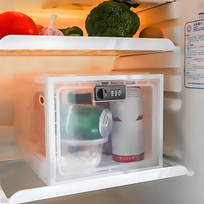 Belro heavy duty lockable refrigerator food storage bin for organized kitchen and secure food storage.