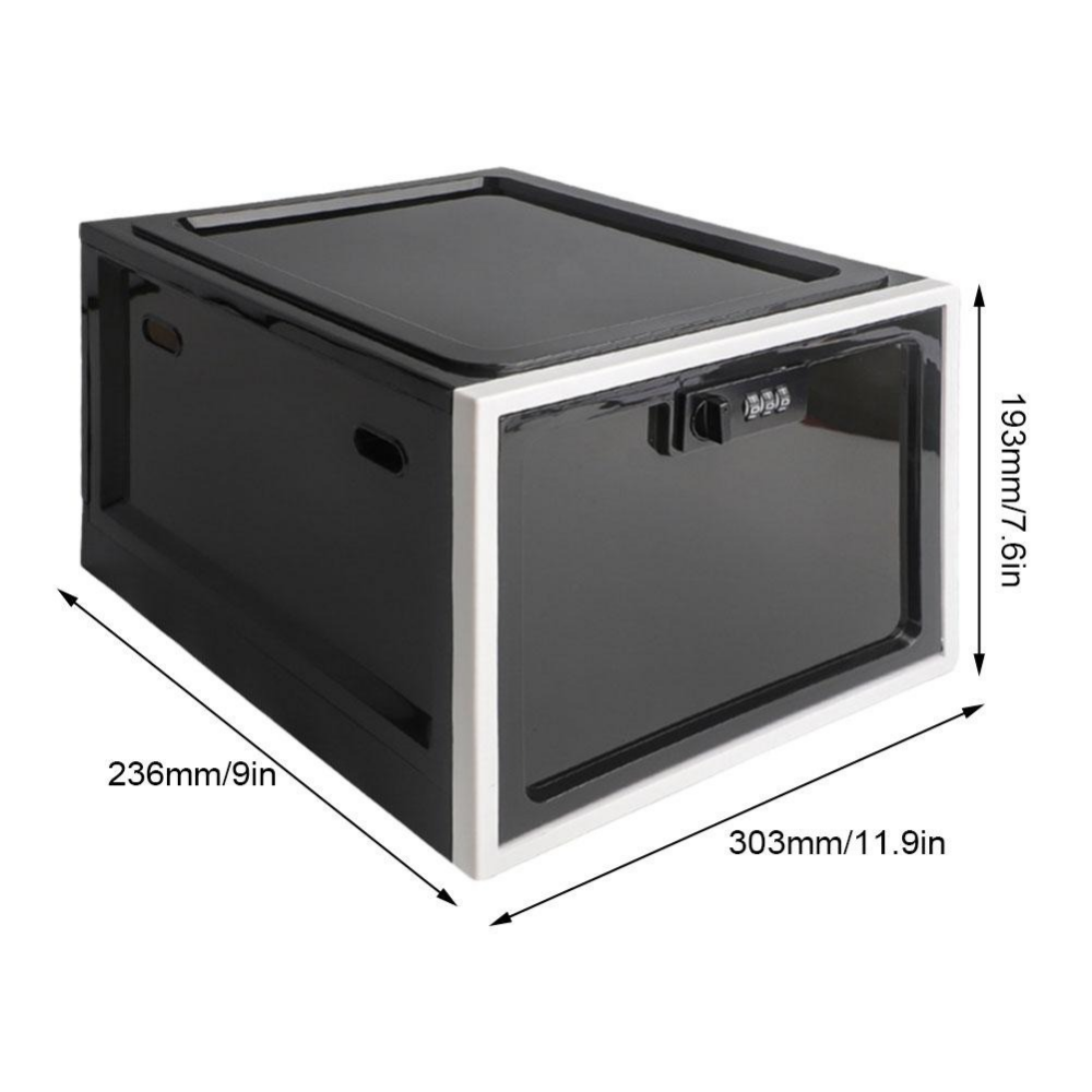 Heavy-duty Belro lockable refrigerator food organizer storage bin with secure lid and clear plastic design for kitchen food storage.