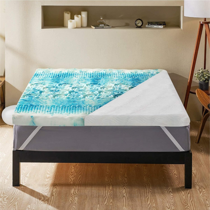 Belro premium cooling egg crate foam mattress topper on a bed, designed for comfort and breathability in home bedroom setup.