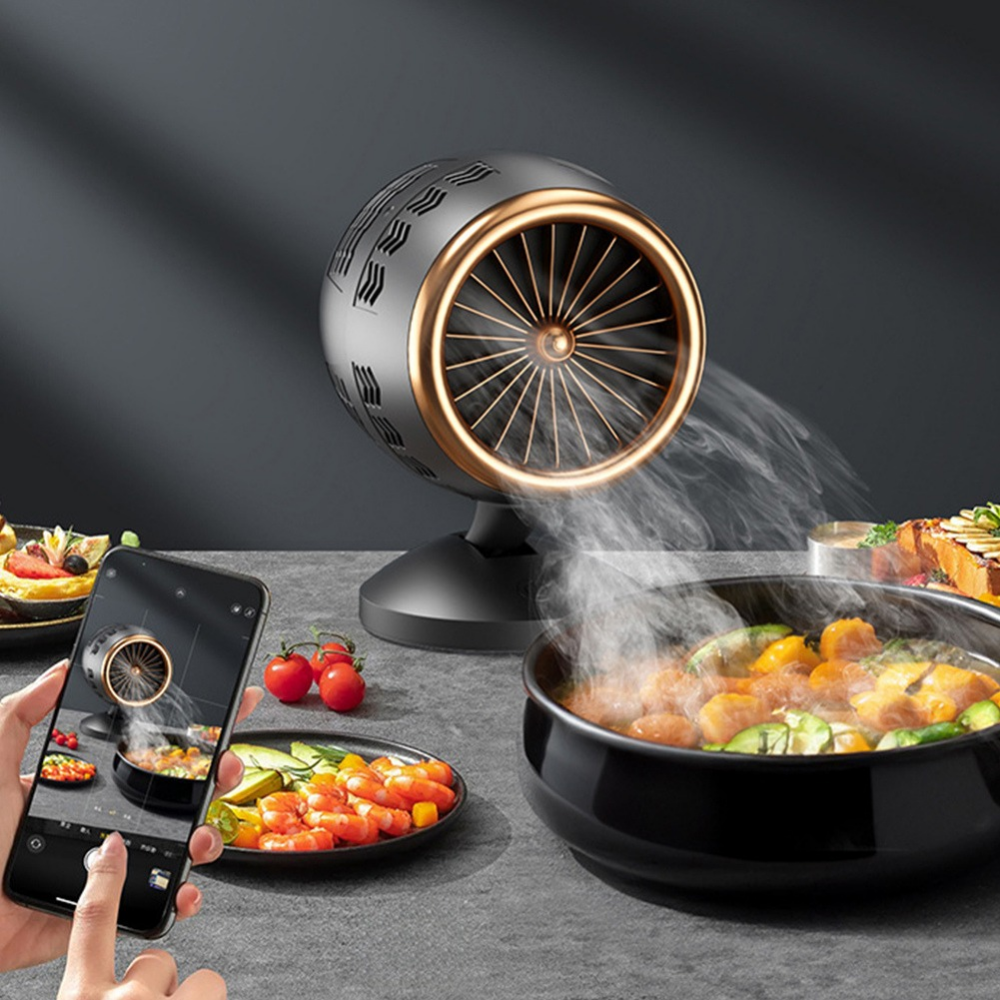 Belro compact portable range hood cooker exhaust fan for kitchen ventilation, shown on a countertop with modern design.