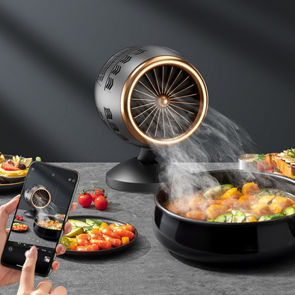 Belro compact portable range hood cooker exhaust fan for kitchen ventilation, shown on a countertop with modern design.