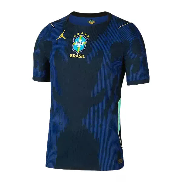 Men's 2026 Brazil x Jordan away jersey by Zendra Light, featuring team colors and design elements on a lightweight sports shirt.