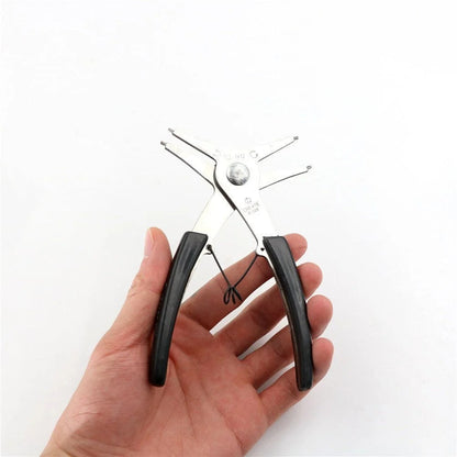 Casavibeo 2-in-1 DIY snap ring pliers for installing and removing circlips, featuring ergonomic handles and precision tips.