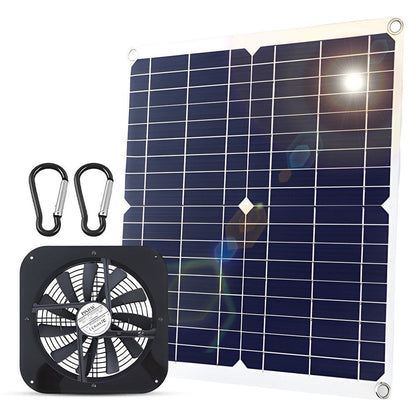 GETDECO 20W waterproof solar vent fan kit, 10-inch high-speed USB-powered exhaust fan for chicken coops, greenhouses, sheds, and pet houses.