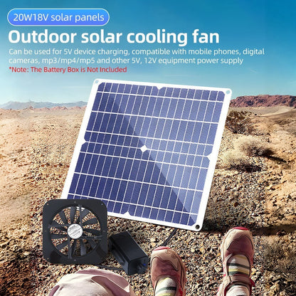 GETDECO 20W waterproof solar ventilation fan kit, 10-inch high-speed USB-powered exhaust fan for chicken coops, greenhouses, and sheds.