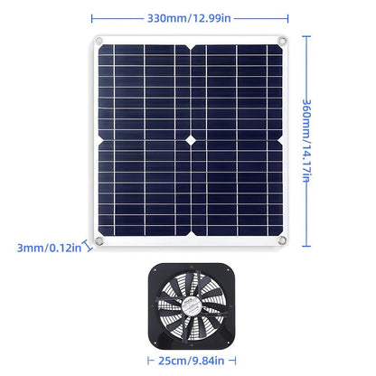 GETDECO 20W waterproof solar vent fan kit, 10-inch high-speed USB-powered exhaust fan for chicken coops, greenhouses, and sheds.