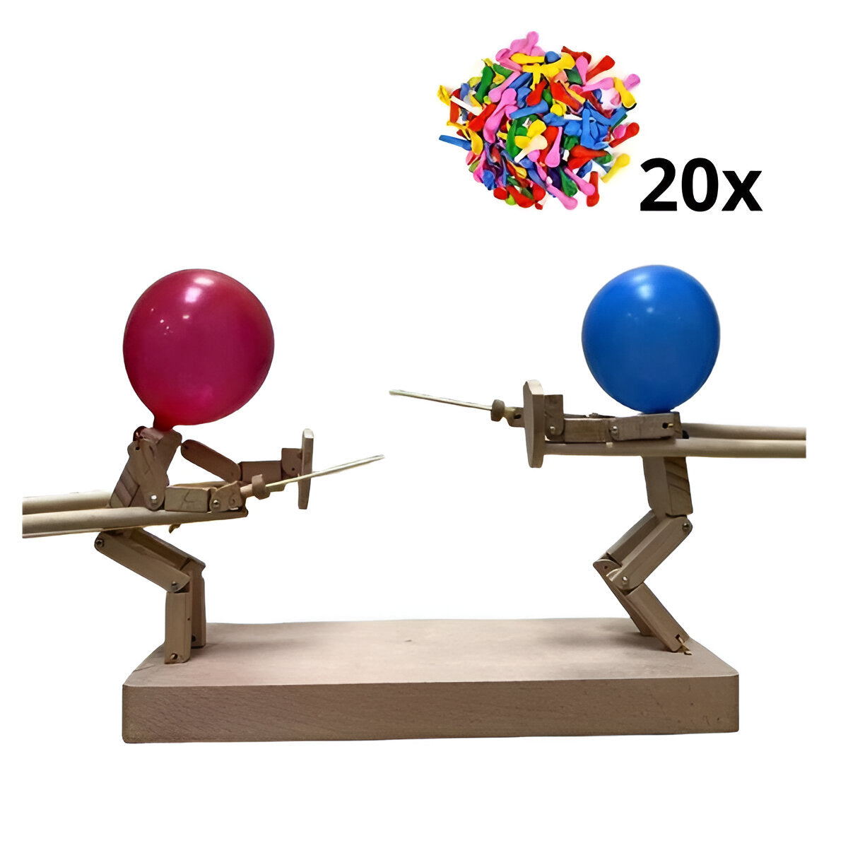 Wooden fencing puppets game by Belro, featuring colorful handcrafted puppets for children's toys and interactive play.