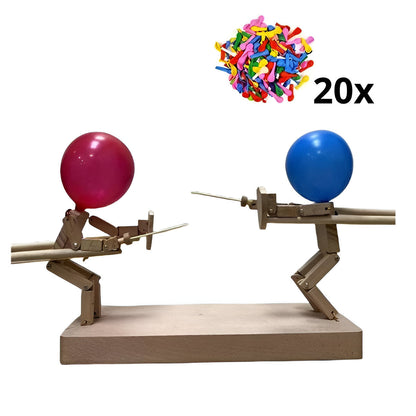 Wooden fencing puppets game by Belro, featuring colorful handcrafted puppets for children's toys and interactive play.