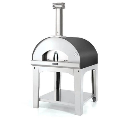 Casavibeo Fontana Forni Marinara wood-fired pizza oven in anthracite, showcasing its compact design and traditional pizza baking interior.