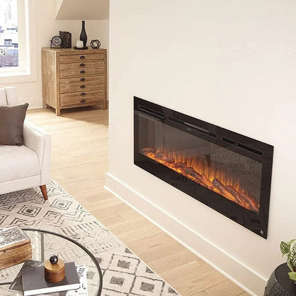 Casavibeo Touchstone Sideline wall mount electric fireplace with sleek black finish and realistic flame display.