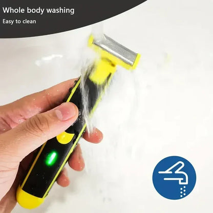 Belro men's rechargeable wet and dry electric shaver and trimmer with dual foil blades and ergonomic handle for personal grooming.