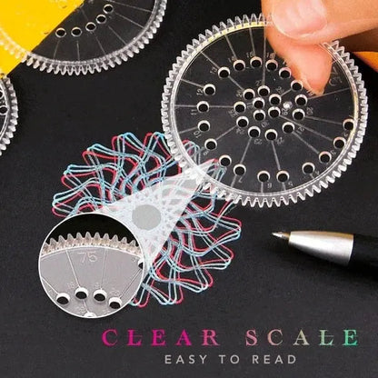 Mivoza 22-piece spiral ruler set for creative drawing, geometric patterns, and kids-friendly arts and crafts drawing tools.