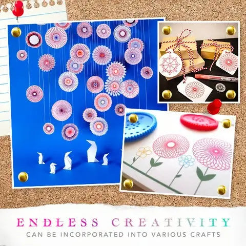 Mivoza 22-piece spiral ruler set for creative drawing, geometric patterns, and kids-friendly arts and crafts projects.