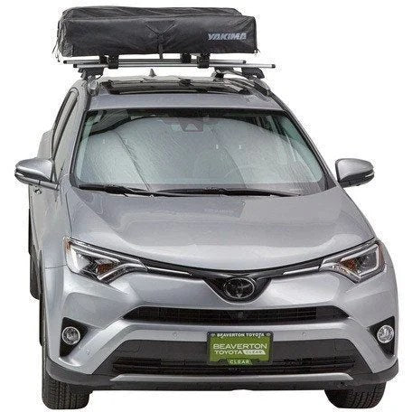 Casavibeo Yakima Skyrise rooftop tent set up on a vehicle, showcasing its spacious design and durable fabric for outdoor camping.