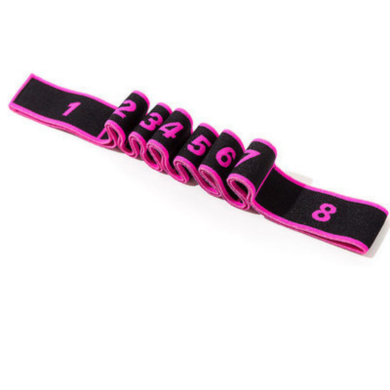 Mivoza Deutschland adjustable resistance band with 8 segments for yoga and strength training exercises.