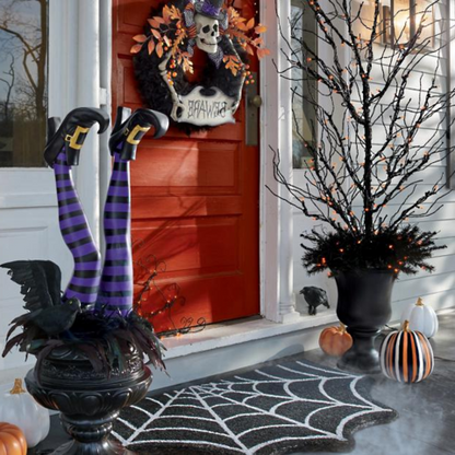 Belro Witch Leg Stakes Halloween yard decorations, set of two with spooky, realistic witch leg designs for outdoor display.