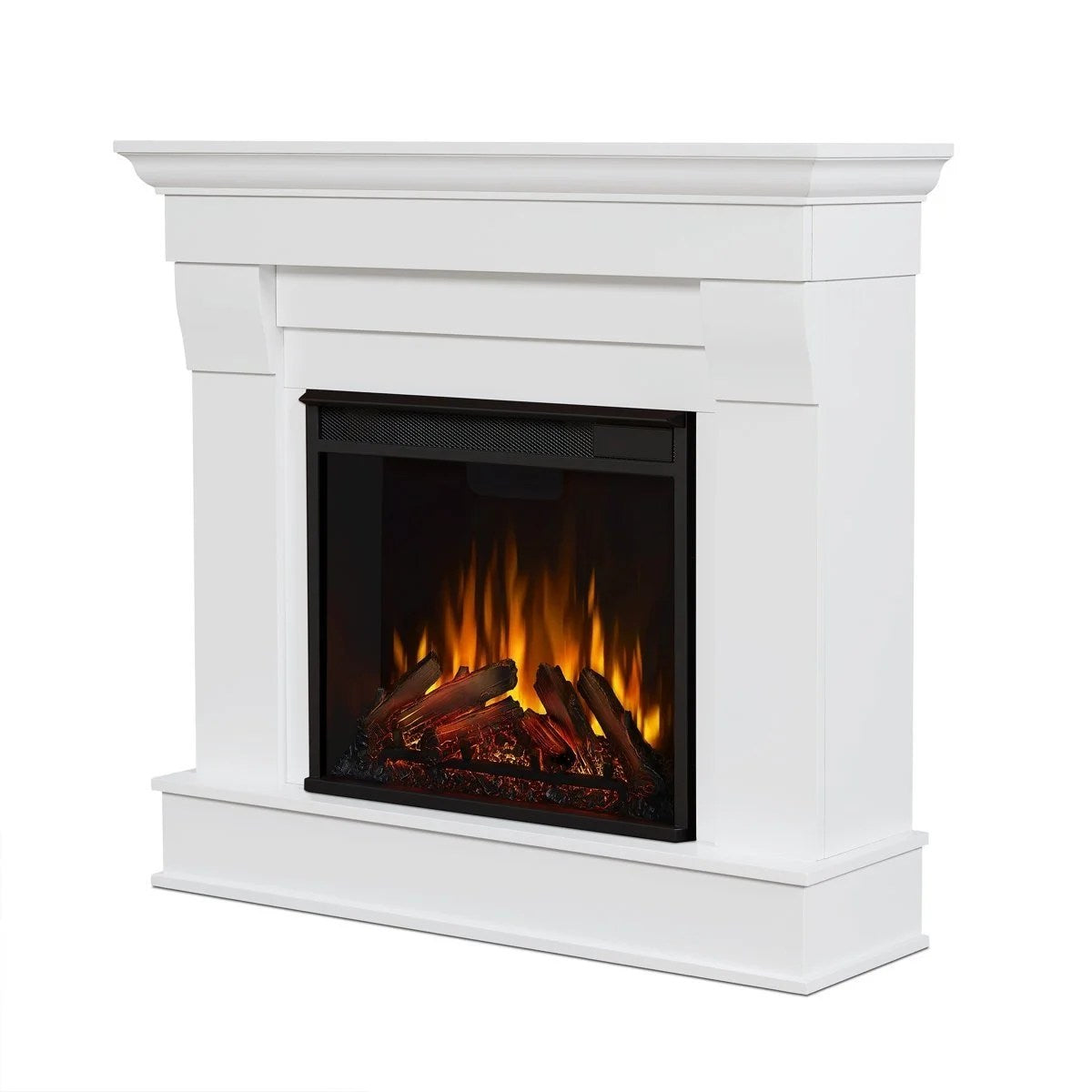 Casavibeo Real Flame Chateau Electric Fireplace with realistic flame effect and elegant design, perfect for cozy home decor.