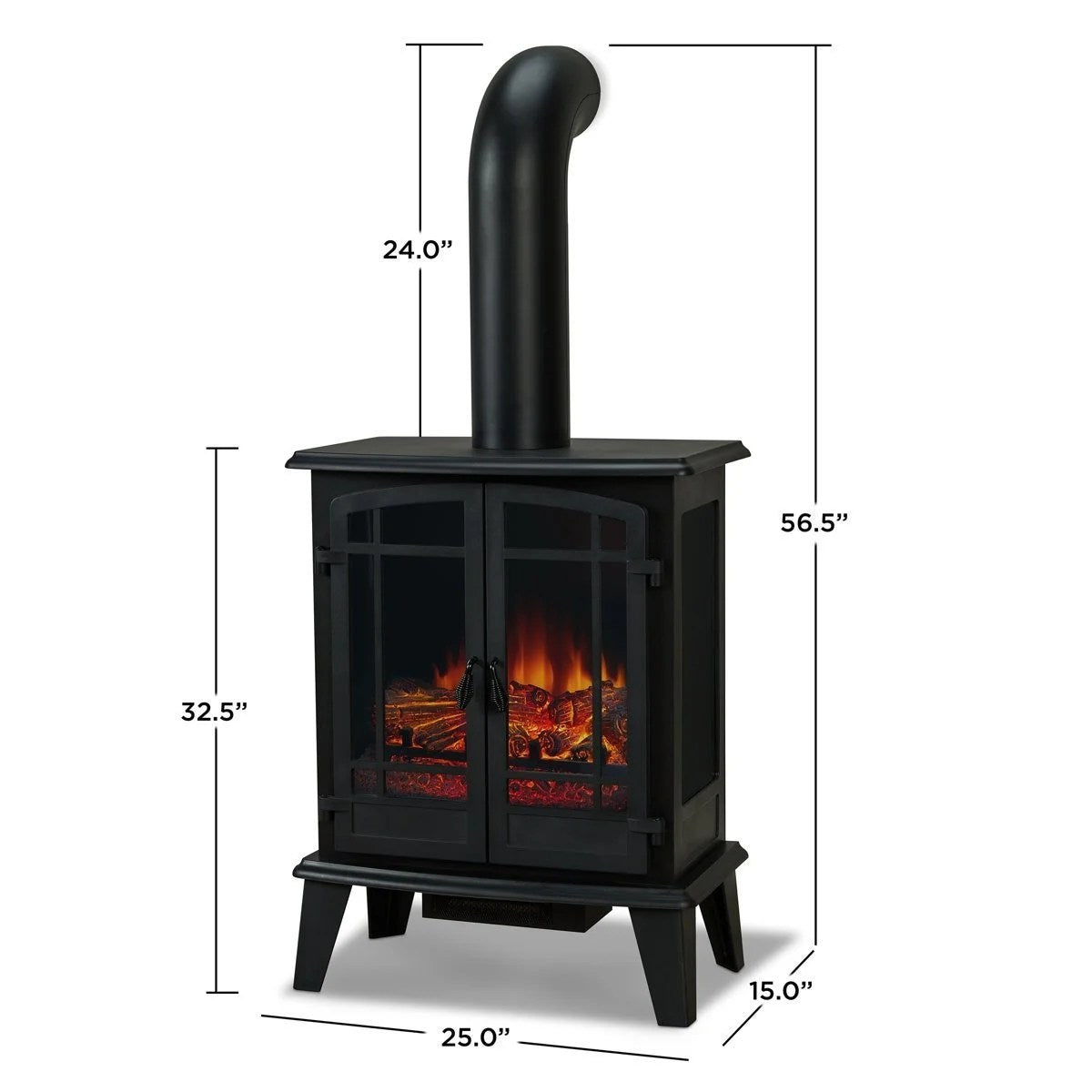 Casavibeo Real Flame Foster 25-inch electric fireplace with realistic flame effect and sleek design, shown in the image.
