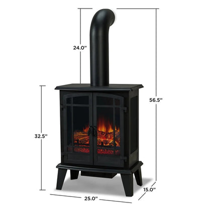 Casavibeo Real Flame Foster 25-inch electric fireplace with realistic flame effect and sleek design, shown in the image.